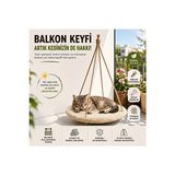 Vaelmont 50 cm Balkon Kedi Salıncağı, Asma ve Cam Önü Dinlenme Yatağı Kedi ve Köpek Yatağı - Seçenek 1 - Siyah
