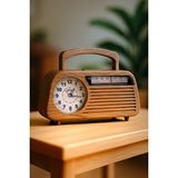 Vaelmont Ahşap Tasarımlı Analog Çalar Saatli Taşınabilir Radyo Alarm Saatli Radyo - Siyah