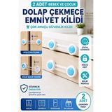 Vaelmont Bebek ve Çocuklar Için Çok Amaçlı Dolap Güvenlik Kilidi - 2 Adet Koruyucu ve Kilit - Siyah