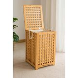 Vaelmont Büyük Kapaklı Bambu Kirli Sepeti - 45X45X62 Cm, Estetik ve Dayanıklı Çamaşır Sepeti - Seçenek 1 - Siyah