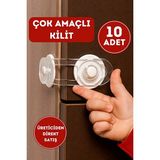Vaelmont Çocuk ve Bebek Güvenliği Için Çok Amaçlı Çekmece Kilidi, 10 Adet Koruyucu ve Kilit - Siyah