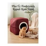 Vaelmont Çok Fonksiyonlu Kare Yatak - Çok Amaçlı Konfor Alanı Kedi ve Köpek Yatağı - Seçenek 1 - Siyah