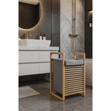 Vaelmont Geniş Modern Bambu Çamaşır Sepeti, 100 Litre Hacim ve Şık Tasarım - Seçenek 1 - Siyah