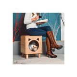 Vaelmont Modern Ahşap Yataklı Kedi Evi, Minimalist Tasarım ve Konfor Bir Arada Kedi ve Köpek Yatağı - Seçenek 1 - Siyah