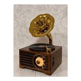 Vaelmont Nostaljik Gramofon Tasarımlı Şarjlı Radyo ve Müzik Çalar Nostaljik Radyo - Siyah