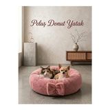 Vaelmont Pelüş Simit Kedi ve Köpek Yatağı - Pembe Renkli Konfor - Seçenek 1 - Siyah