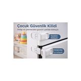 Vaelmont Yapışkanlı Çocuk Kilidi Seti - Dolap ve Çekmece Güvenliği Koruyucu ve Kilit 2 Adet - Siyah