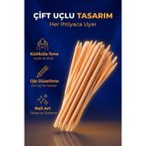 Vagator 50li Ekonomik Ahşap Manikür Çubuk Seti Tırnak Eti İtici ve Temizleyici Stik Portakal