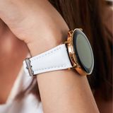 Vagave Huawei Watch Samsung Galaxy Watch Kadın Deri Kordon Huawei Gt Gt2 Gt3 42 Mm, Samsung Watch4 Watch5 Watch 6 Watch 5 Pro 40mm 43mm 44mm 45mm 46mm 47mm Active2 20MM Deri Kayış - Gümüş Toka - Beyaz
