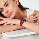 Vagave Huawei Watch Samsung Galaxy Watch Kadın Deri Kordon Huawei Gt Gt2 Gt3 42 Mm, Samsung Watch4 Watch5 Watch 6 Watch 5 Pro 40mm 43mm 44mm 45mm 46mm 47mm Active2 20MM Deri Kayış - Gümüş Toka - Kırmızı