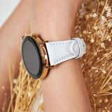 Vagave Huawei Watch Samsung Watch Kadın Deri Kordon Huawei Gt Gt2 Gt3 42 Mm, Samsung Watch4 Watch5 Watch 6 Watch 5 Pro 40mm 43mm 44mm 45mm 46mm 47mm Active2 20MM Deri Kayış - Gold Toka - Beyaz