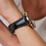 Vagave Huawei Watch Samsung Watch Kadın Deri Kordon Huawei Gt Gt2 Gt3 42 Mm, Samsung Watch4 Watch5 Watch 6 Watch 5 Pro 40mm 43mm 44mm 45mm 46mm 47mm Active2 20MM Deri Kayış - Gold Toka - Siyah