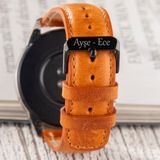 Vagave Samsung Galaxy Watch 4 5 6 Watch 6 Classic 40mm 43mm 44mm 47mm Watch 5 / Watch 5 Pro 40 44 45 Watch 4 40 42 44 46mm 20mm Deri Kordon - Taba - Gümüş Toka
