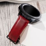 Vagave Samsung Galaxy Watch 4 - 5 - 6 / Watch 6 Classic 40MM 43MM 44MM 47MM Watch 5 / Watch 5 Pro 40 44 45 Watch 4 40 42 44 46MM 20MM Kırmızı Deri Kordon - Gold Toka