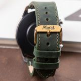 Vagave Samsung Watch 4 5 6 Watch 6 Classic 40mm 43mm 44mm 47mm Watch 5 / Watch 5 Pro 40 44 45 Watch 4 40 42 44 46mm 20mm Deri Kordon - Yeşil - Gold Toka