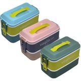 vagon beslenme kutusu lunch box paslanmaz çelik 2 katlı 2000 ml 6744 (karışık renk 1 adet) - Yok
