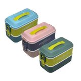 Vagon Beslenme Kutusu Lunch Box Paslanmaz Çelik 2 Katlı 2000 Ml 6744 (Karışık Renk 1 Adet)