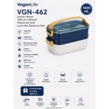 Vagon Life VGN-462 Lacivert-Beyaz 1400 ml 3 Bölmeli Paslanmaz Çelik Lunch Box Beslenme Kabı