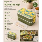 Vagon Life VGN-6748 Yeşil 700 ml 2 Katlı Paslanmaz Çelik Lunch Box Beslenme Kabı