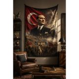 Vagonik Atatürk, Anıtkabir ve Türk Ordusu Temalı Duvar Örtüsü Afişi Kalın Kumaş