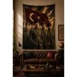 Vagonik Atatürk ve Silah arkadaşları temalı Duvar Örtüsü Afişi Kalın Kumaş