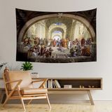 Vagonik Atina Okulu Raffaello Sanzio Tablosu Duvar Örtüsü Halısı Yüksek Baskı Mikrofiber - 140 x 200 cm