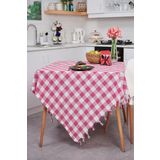 Vagonik Çok Amaçlı Sofra Bezi Piknik Örtüsü & Masa Örtüsü Pembe Ekose Pötikare 140x140 Cm