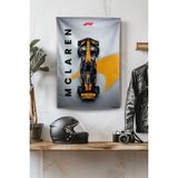 Vagonik F1 Temalı Mclaren Duvar Örtüsü Halısı Tapestry Formula 1 - 140 x 200 cm - Turuncu - Beyaz