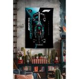 Vagonik F1 Temalı Mercedes Amg Duvar Örtüsü Halısı Tapestry Formula 1 - 50 x 70 cm - Siyah - Mavi