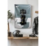 Vagonik F1 Temalı Mercedes Duvar Örtüsü Halısı Tapestry Formula 1 - 70 x 100 cm - Gri - Beyaz
