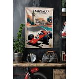Vagonik F1 Temalı Monaco 1998 Duvar Örtüsü Halısı Tapestry Formula 1 - 100 x 140 cm