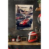 Vagonik F1 Temalı Monaco Vintage Duvar Örtüsü Halısı Tapestry Formula 1 - 50 x 70 cm - Kırmızı - Siyah