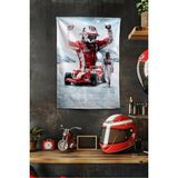 Vagonik F1 Temalı Raikkonen Duvar Örtüsü Halısı Tapestry Formula 1 - 70 x 100 cm - Açık Kırmızı