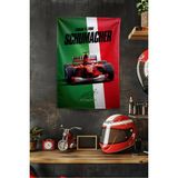 Vagonik F1 Temalı Schumacher Yeşil Duvar Örtüsü Halısı Tapestry Formula 1 - 140 x 200 cm - Yeşil - Kırmızı
