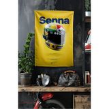 Vagonik F1 Temalı Senna Kask Duvar Örtüsü Halısı Tapestry Formula 1 - 100 x 140 cm - Sarı - Siyah - Lacivert