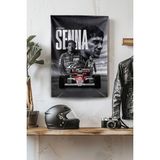 Vagonik F1 Temalı Senna Siyah Duvar Örtüsü Halısı Tapestry Formula 1 - 140 x 200 cm - Siyah - Beyaz