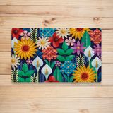 Vagonik Geometrik Çiçek Desenli Dijital Baskılı 50X70CM Dekoratif Çok Amaçlı Iç ve Dış Kapı Paspası - 50 x 70 cm - Renkli