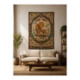 Vagonik Güneş Aslanı Anadolu Sanatı Duvar Örtüsü Wall Tapestry Kaliteli Kumaş Birinci Sınıf Baskı