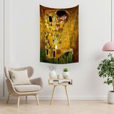 Vagonik Gustav Klimt Öpücük Duvar Örtüsü Halısı %100 Mikrofiber Kumaş Modern Tasarım 140 x 200 cm