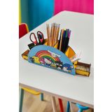 Vagonik Hello Kitty Dekoratif Ahşap Masa Üstü Çekmeceli 7 Gözlü Kalemlik Organizer