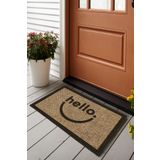 Vagonik Hello Smile Desenli Jüt Detaylı PVC Tabanlı Kalın Kapı Önü Paspası 45x75