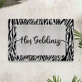 Vagonik Hoş Geldiniz Zebra Dijital Baskılı 50 x 70 cm Dekoratif Çok Amaçlı Iç ve Dış Kapı Paspası - Siyah - Beyaz