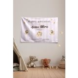 Vagonik Kişiye Özel Doğum Günü Aslan Temalı Happy Birthday Duvar Örtüsü Duvar Halısı Birinci Kalite Kumaş