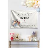 Vagonik Kişiye Özel Doğum Günü Happy Birthday Winnie The Pooh ve Balon Temalı Duvar Örtüsü Duvar Halısı - 140 x 200 cm