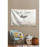Vagonik Kişiye Özel Safari Temalı Doğum Günü Duvar Örtüsü Kumaş 50 x 70 cm Modern Tasarım - Beyaz