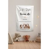 Vagonik Kişiye Özel Safari Temalı Doğum Günü Happy Birthday Duvar Örtüsü Duvar Halısı Model 25 - Bej - 100 x 140 cm