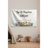 Vagonik Kişiye Özel Safari Temalı Doğum Günü Happy Birthday Duvar Örtüsü Duvar Halısı Model Yatay 21 - 100 x 140 cm