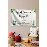 Vagonik Kişiye Özel Safari Temalı Doğum Günü Happy Birthday Duvar Örtüsü Duvar Halısı Model Yatay 24 - 70 x 100 cm
