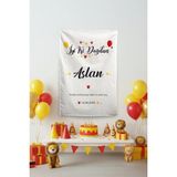 Vagonik Kişiye Özel Taraftar Temalı Temalı Sarı-Kırmızı Doğum Günü Happy Birthday Duvar Örtüsü - 50 x 70 cm
