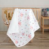 Vagonik Puffy Bebek Battaniyesi 80X80 cm Aslan Desenli Mavi Melis Koyun Tüyü Battaniye - Pembe
